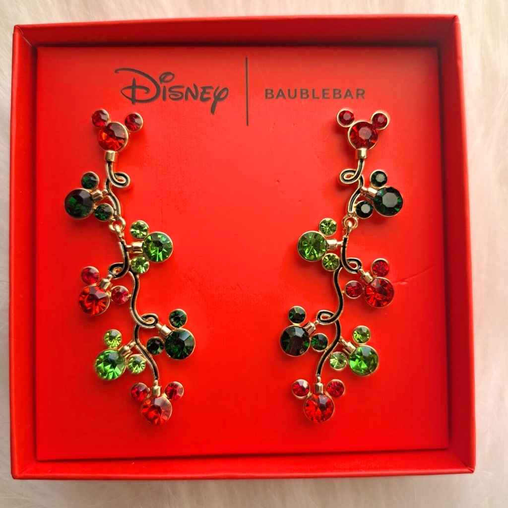 Disney + Baublebar Mickey Beautiful Dangling Earrings, New In Box